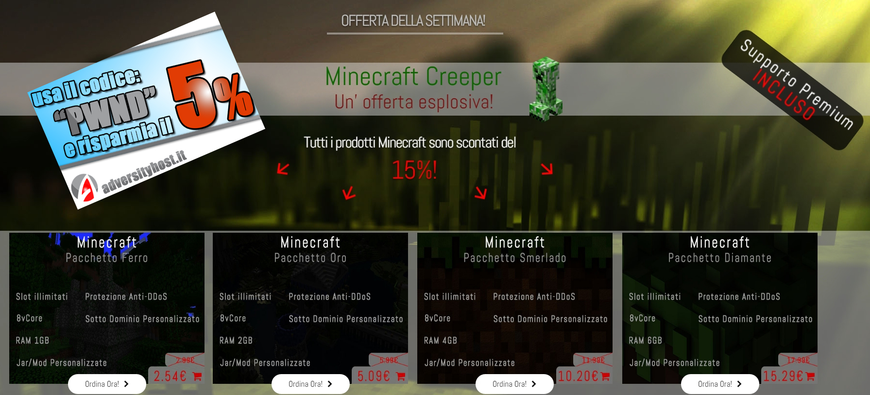 Minecraft: tutti i prodotti scontati del 15% su Adversity!